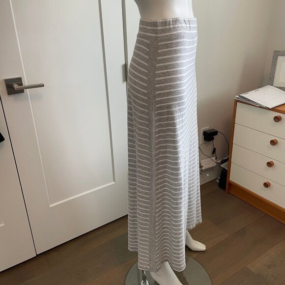 Tommy Hilfiger Casual Pull On Summer Striped Maxi Skirt Heather Grey White Sz M - Picture 4 of 7